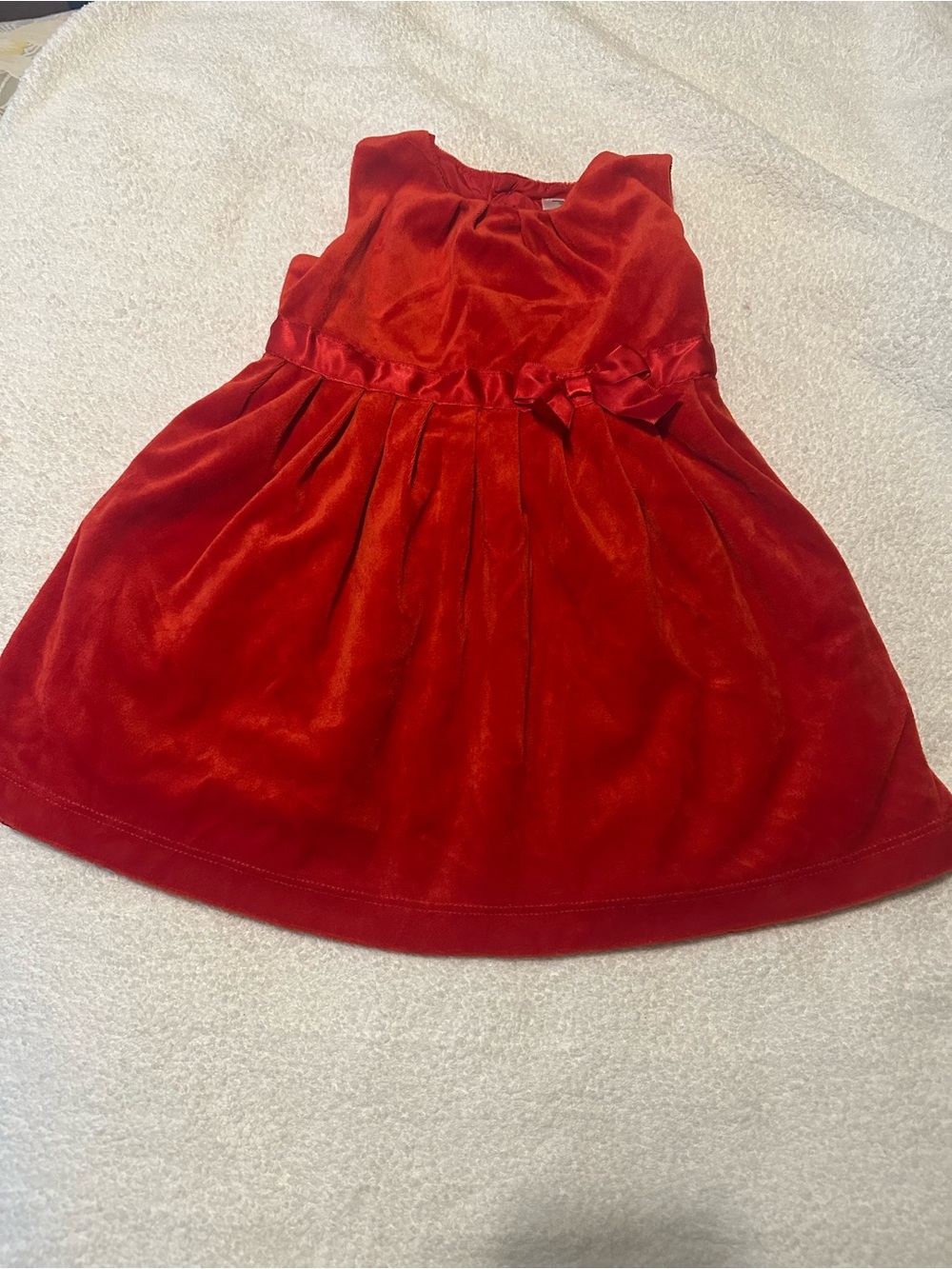 Carter's Red Velvet Bow Waist Party Dress